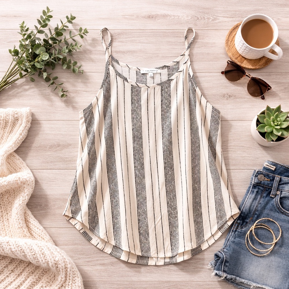 Final Touch Women’s Striped Sleeveless Blouse | Size Large | Flowy Summer Tank